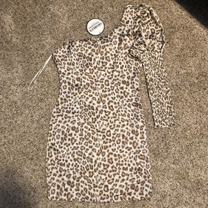 Mura Boutique One-Shoulder, Cheetah Print Dress